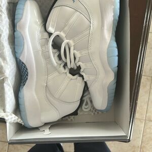 White and Blue High-Top Sneakers